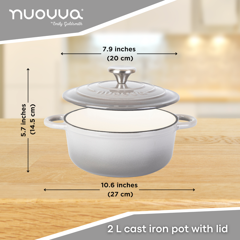 Grey Cast Iron Dutch Oven with Lid - 2L, 20cm