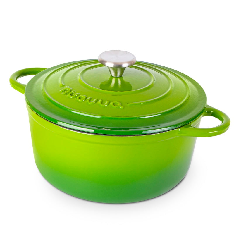 Light Green Cast Iron Dutch Oven with Lid, Casserole Pot - 24cm - 4.7L