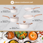 Cream Kitchen Cookware Set with Lids - 8-Pieces