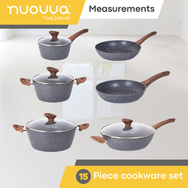 Granite Kitchen Cookware Set of 35, 15, 8, 5pcs with Lids (Multiple Set Sizes)