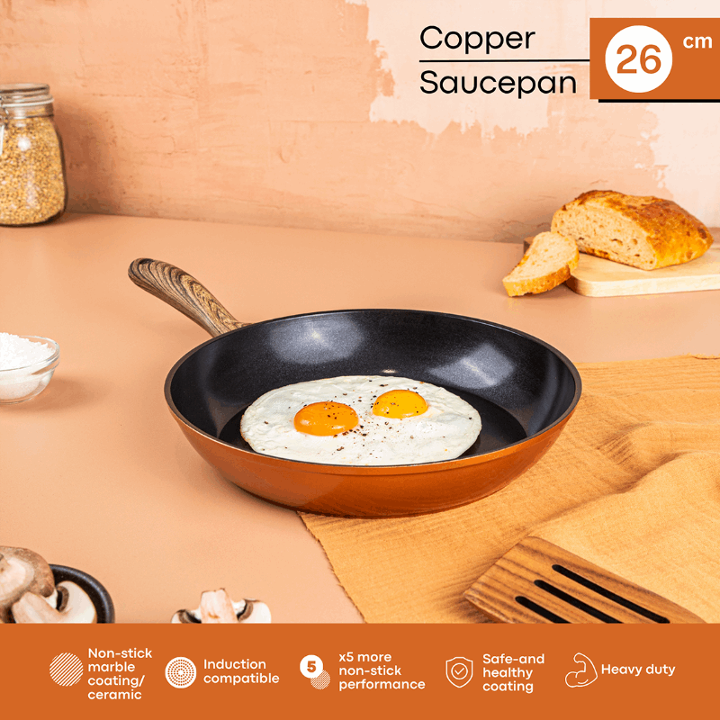 Copper Induction Non-Stick Frying Pan - 26cm by Nuovva