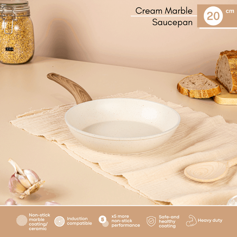 Cream Induction Non-Stick Frying Pan - 20cm, by Nuovva