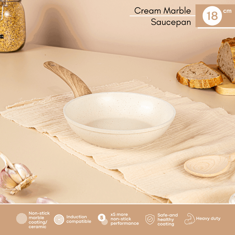 Cream Induction Non-Stick Frying Pan (Multiple Sizes), by Nuovva