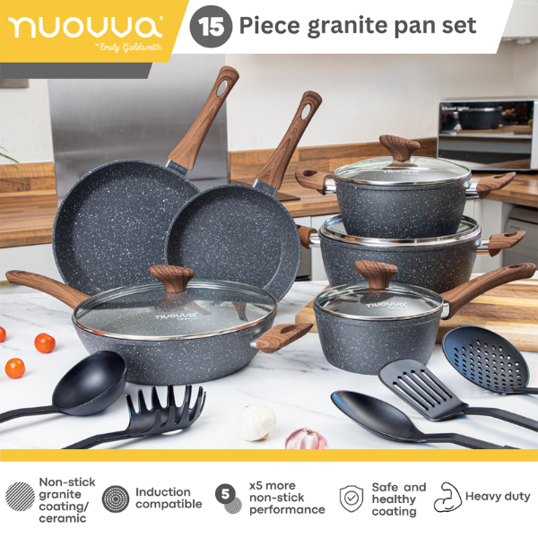 Granite Kitchen Cookware Set with Lids - 15-Pieces