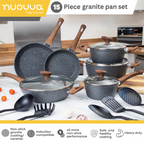 Granite Kitchen Cookware Set with Lids - 15-Pieces