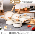 Cream Kitchen Cookware Set with Lids - 8-Pieces