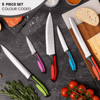 Sharp Kitchen Knife Set With Acrylic Block, 6 piece (Multiple Colours), by Nuovva