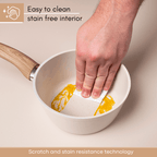 Cream Granite Non-Stick Saucepan with Lid - 18cm, by Nuovva