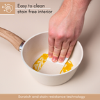 Cream Non-Stick Saucepan with Lid - 2 Pieces (16cm, 18cm) by Nuovva