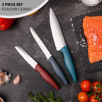 Kitchen Knife Set, Stainless Steel Non-Stick Blades - 3 pieces (Multiple Colours), by Nuovva