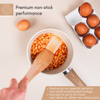 Cream Non-Stick Saucepan with Lid - 2 Pieces (16cm, 18cm) by Nuovva