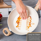 Cream Induction Non-Stick Sauté Pan With Lid - 28cm by Nuovva