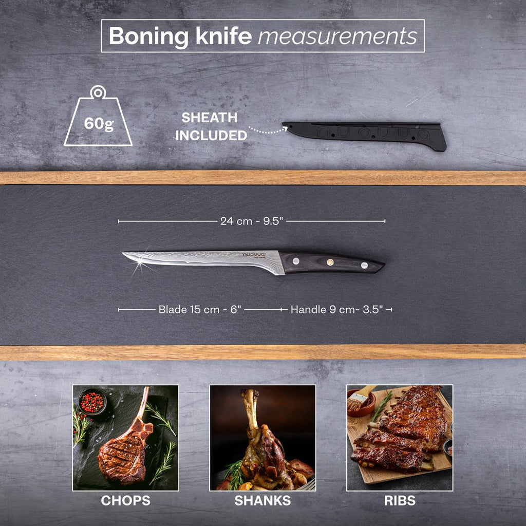 Japanese Steel 67-Layer Damascus Style Boning Knife with Pakkawood Handle, by Nuovva