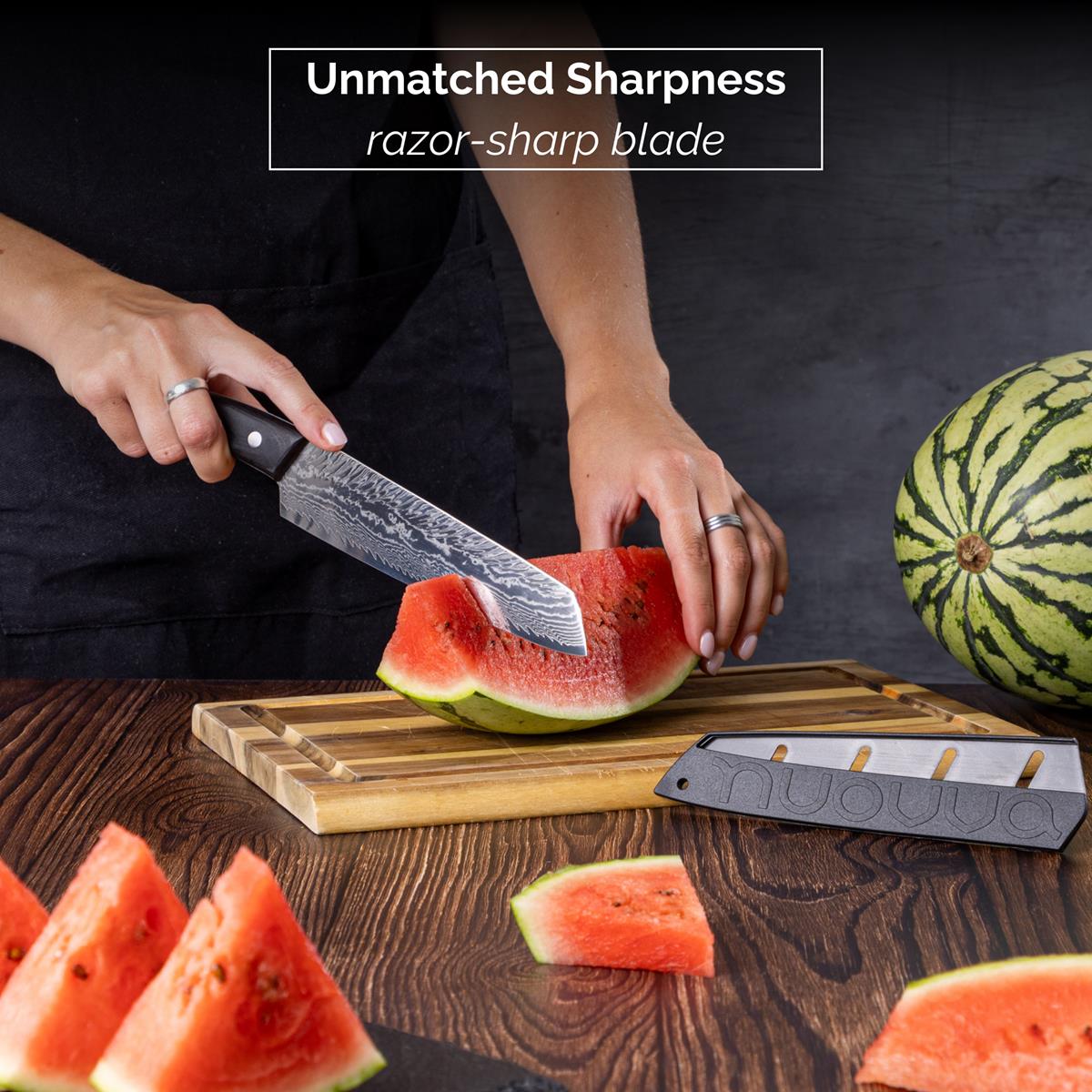 Japanese Steel Damascus Style Kitchen Knives with Pakkawood Handles - Multiple Variants, by Nuovva