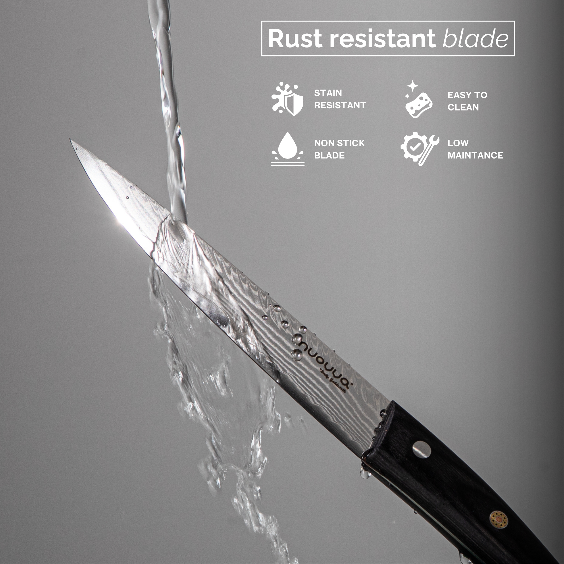 Japanese Steel Damascus Style Kitchen Knives with Pakkawood Handles - Multiple Variants, by Nuovva