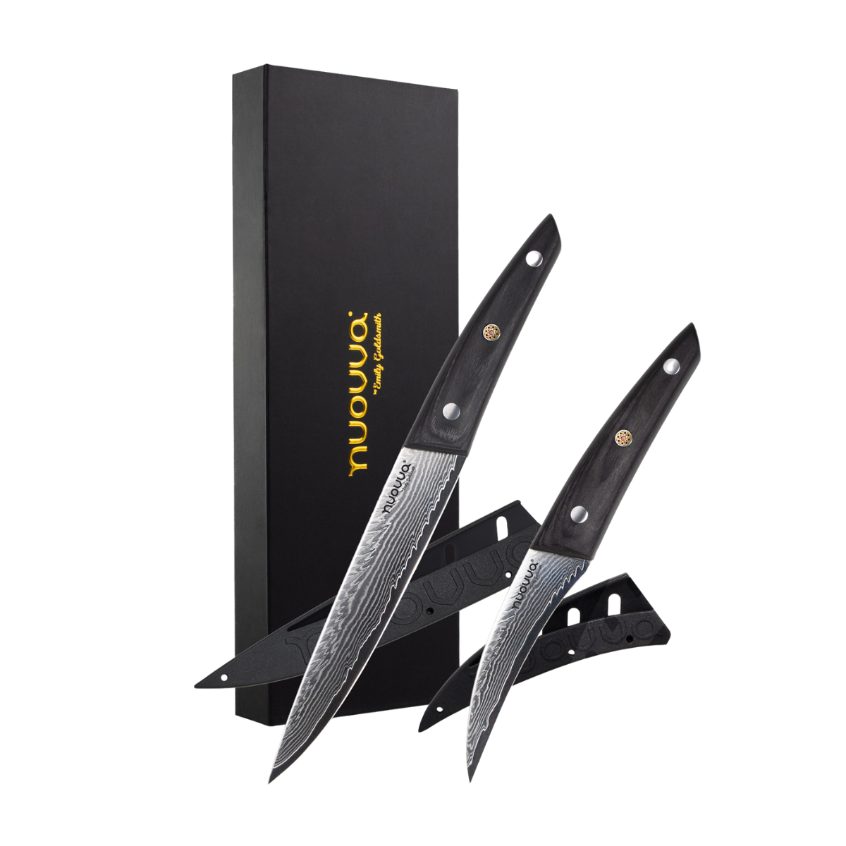 Japanese Steel Damascus Style Kitchen Knives with Pakkawood Handles - Multiple Variants, by Nuovva