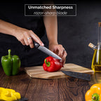 Japanese Steel Damascus Style Kitchen Knives with Pakkawood Handles - Multiple Variants, by Nuovva