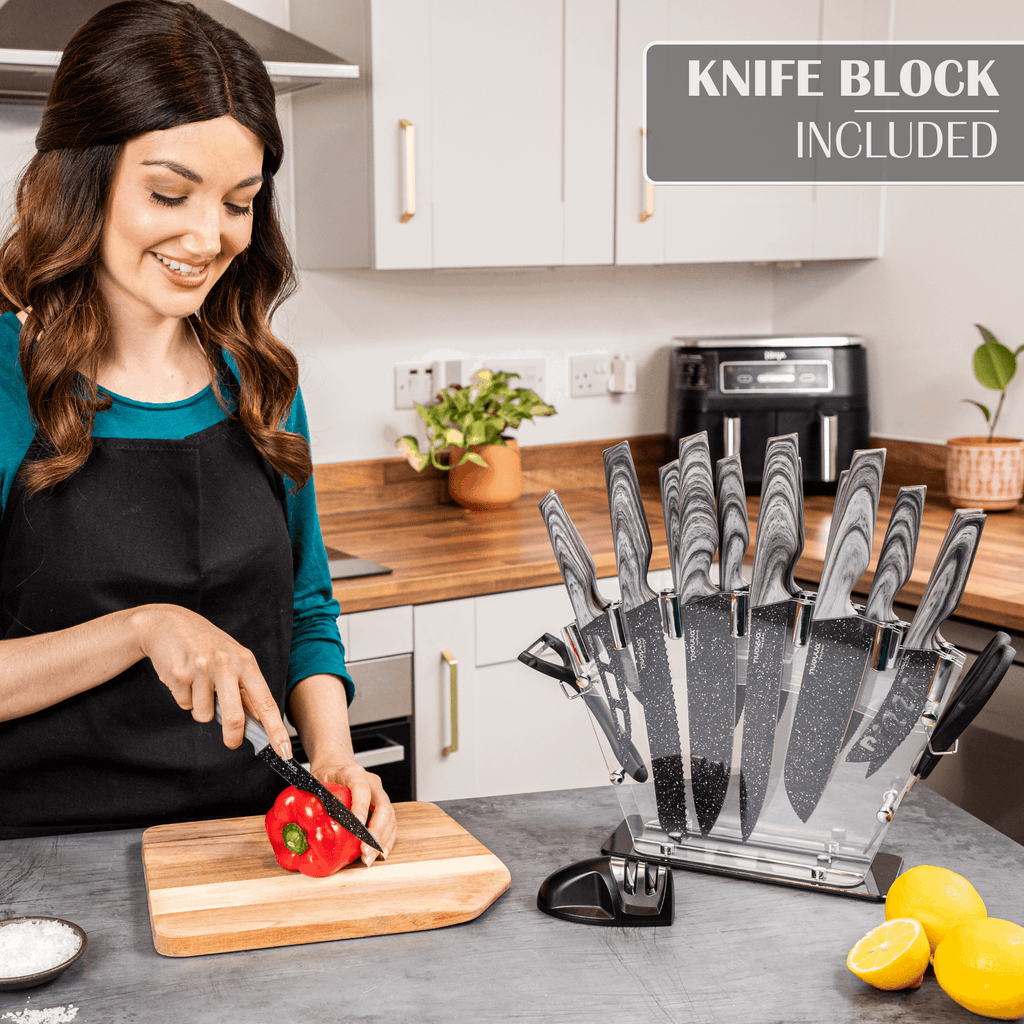 Granite Kitchen Knife Block Set - 5pcs, 17pcs
