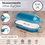 Light Blue Enamelled Cast Iron Bread Loaf Pot, Non-Stick Dutch Oven - 32x14cm, by Nuovva