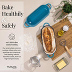 Light Blue Enamelled Cast Iron Bread Loaf Pot, Non-Stick Dutch Oven - 32x14cm, by Nuovva