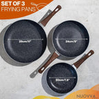 Frying Pan Set 3Pcs - 20cm, 24cm, 28cm (Multiple Colours)