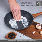 Grey Granite Frying Pan Set for Induction, Gas & Electric Hob (3 Piece) by Nuovva