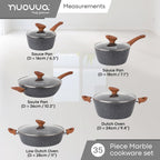 Granite Kitchen Cookware Set of 35, 15, 8, 5pcs with Lids (Multiple Set Sizes)