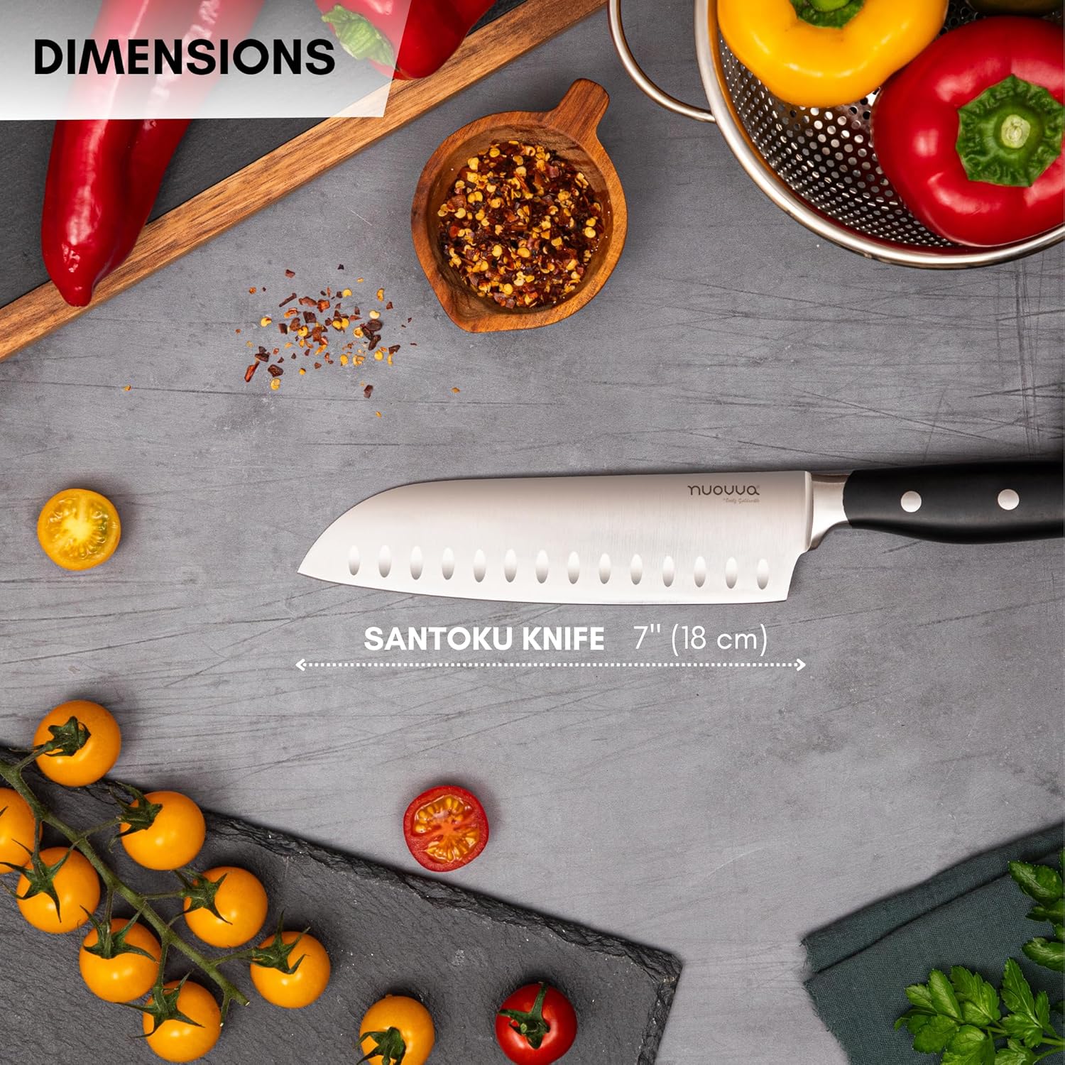 Professional Santoku Knife - 7 Inch, by Nuovva