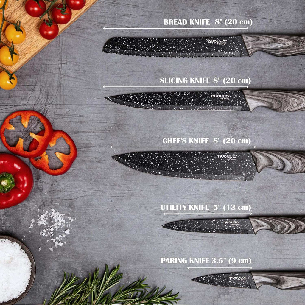 Sharp Kitchen Knife Set With Acrylic Block, 6 piece (Multiple Colours), by Nuovva