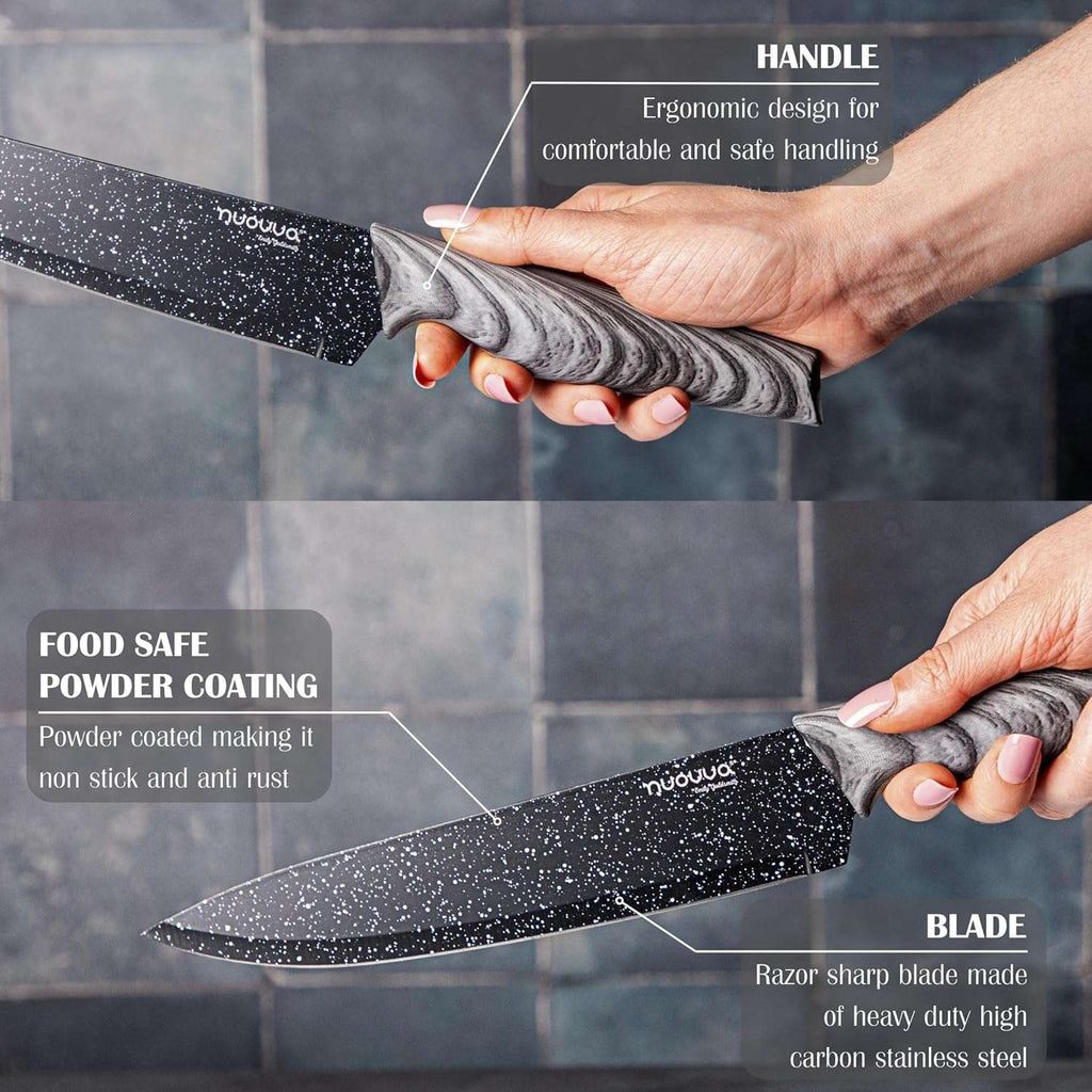 Sharp Kitchen Knife Set With Acrylic Block, 6 piece (Multiple Colours), by Nuovva