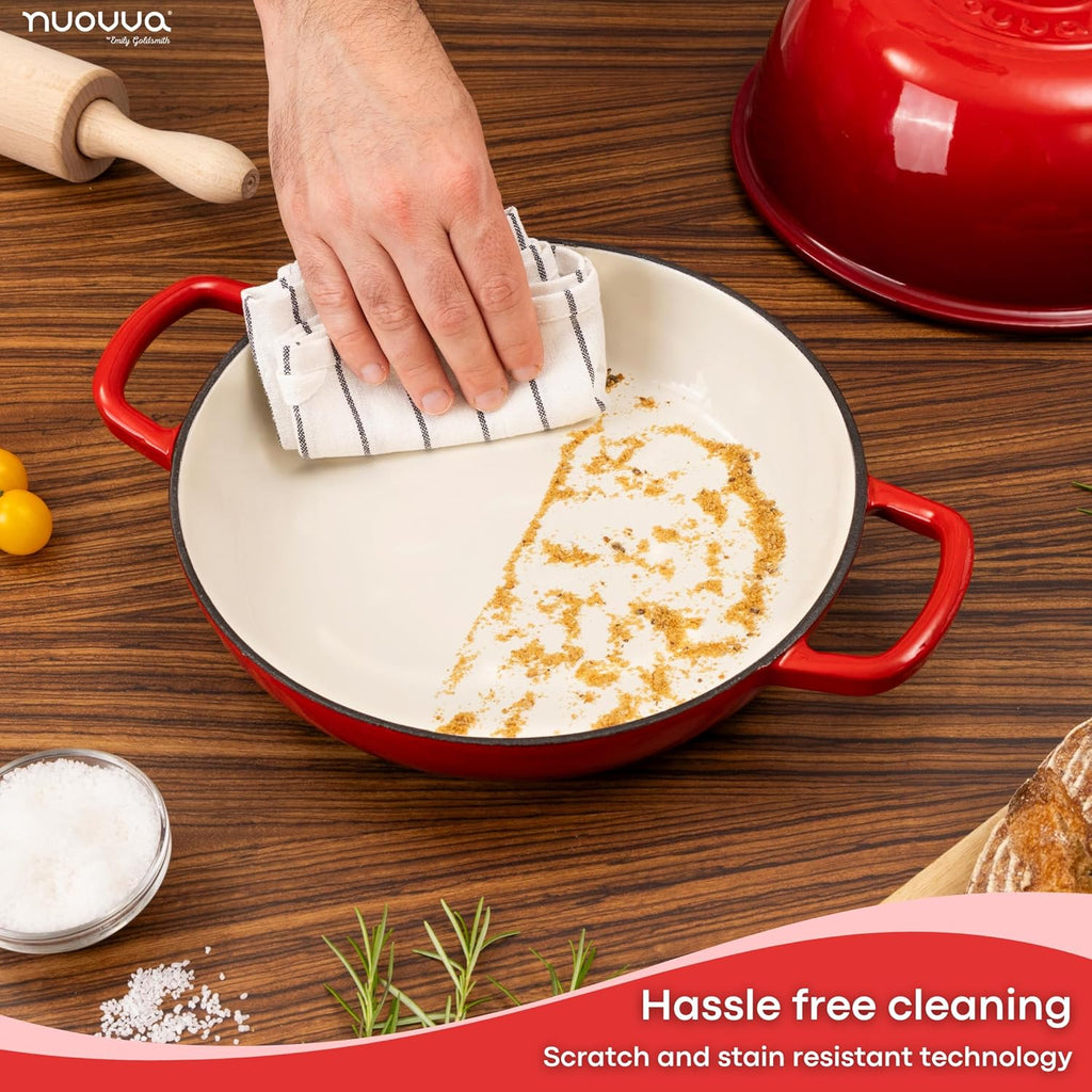 Enamelled Cast Iron Dutch Oven Bread Pot, 5.6 Lite - 26cm (Multiple Colours) by Nuovva