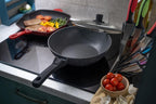 Induction Wok Pan with Glass Lid & Removable Handle (28cm), by Nuovva