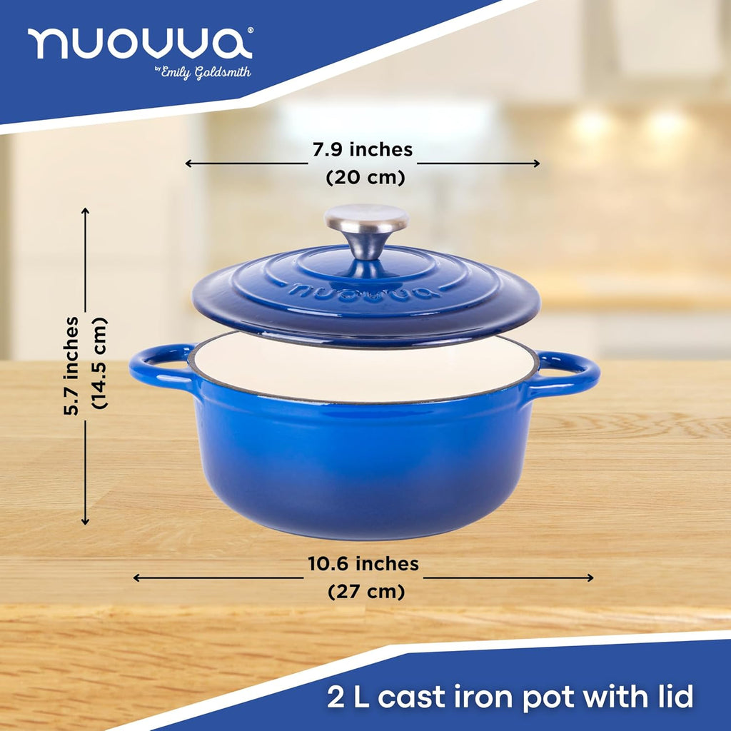 Enamelled Cast Iron Casserole Pot - 20cm - 2L (Multiple Colours)