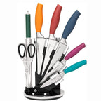 Kitchen Knife Set with Rotating Block 7-Piece Set (Multiple Colours) by Nuovva