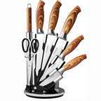 Wooden Kitchen Knife Set with Rotating Block - 7-Piece Set, by Nuovva