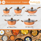 35pcs Copper Kitchen Cookware & Kitchen Knife Set