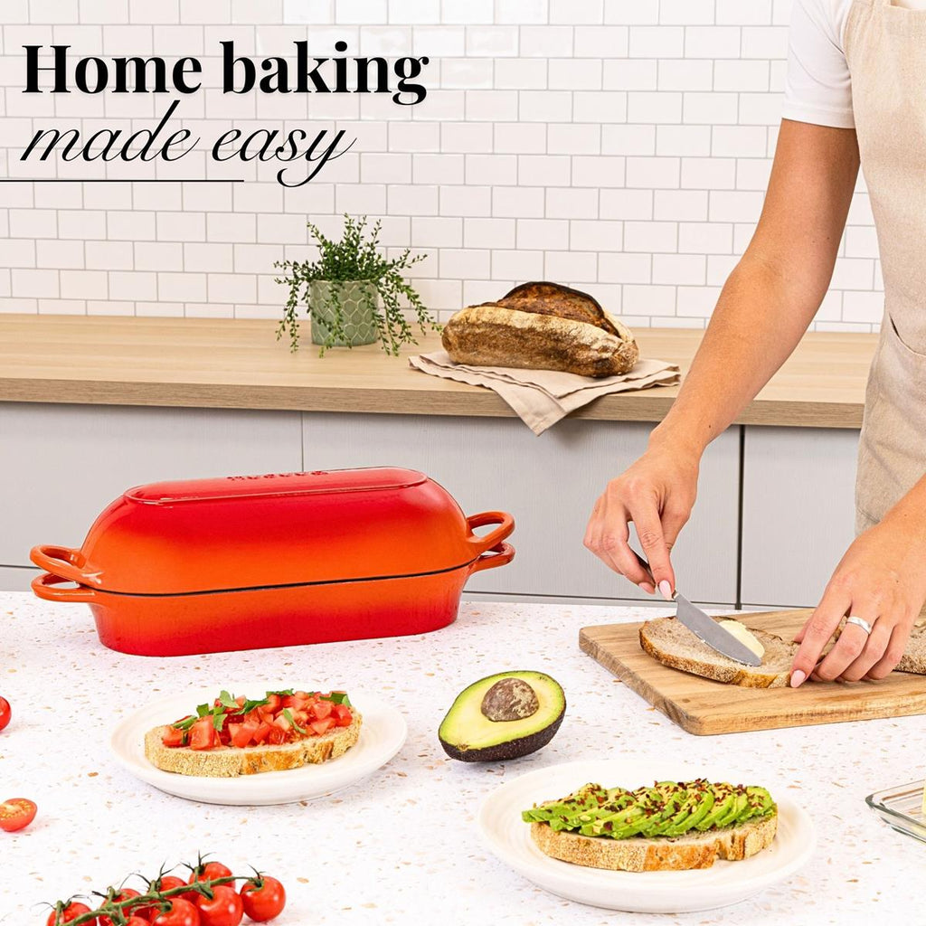 Enamelled Cast Iron Bread Loaf Pot – Non-Stick Dutch Oven, 32cm x 14cm (Multiple Colours),by Nuovva