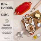 Orange Enamelled Cast Iron Dutch Oven, Double Loaf Bread Pan, 16cm, By Nuovva