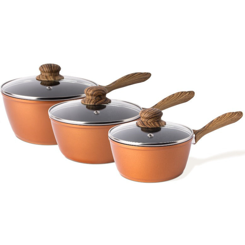Copper Non-Stick Saucepan Set with Lid (2 Piece / 3 Piece) by Nuovva