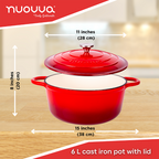 Enamelled Cast Iron Casserole Pot - 28cm - 6L (Multiple Colours Available)