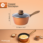 Copper Non-Stick Saucepan with Lid (Multiple Set Sizes), by Nuovva