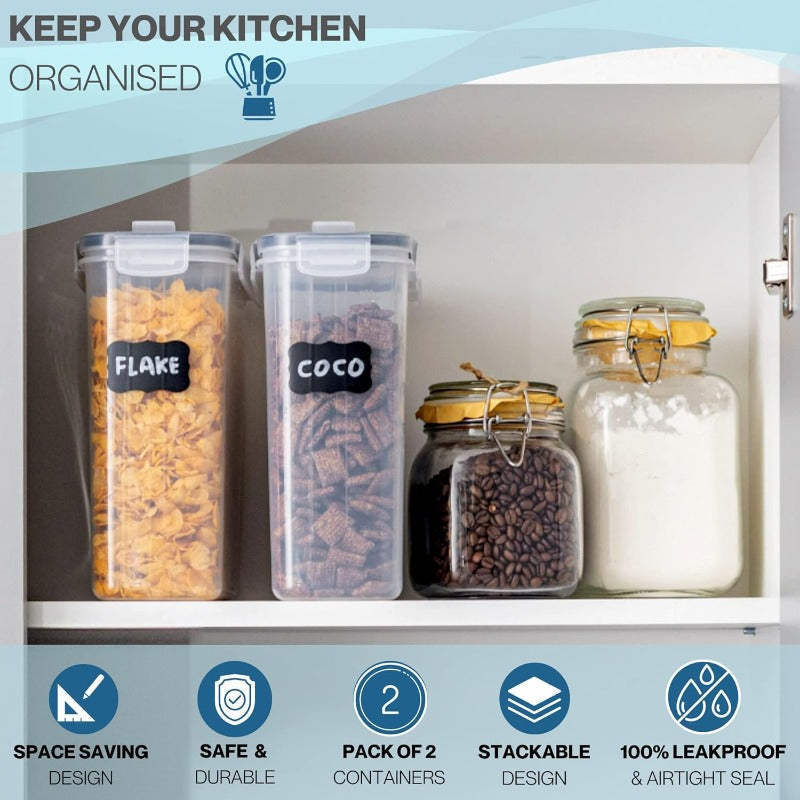 Cereal Storage Containers For Pantries Airtight BPA-Free 4L - 2pcs, by Nuovva