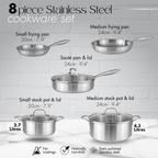 Stainless Steel Cookware Set of 17, 14, 8, 6, 5 with Lids – by Nuovva