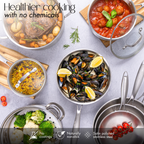 Stainless Steel Cookware Set of 17, 14, 8, 6, 5 with Lids – by Nuovva