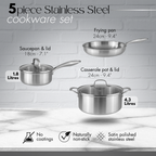 Stainless Steel Cookware Set of 17, 14, 8, 6, 5 with Lids – by Nuovva