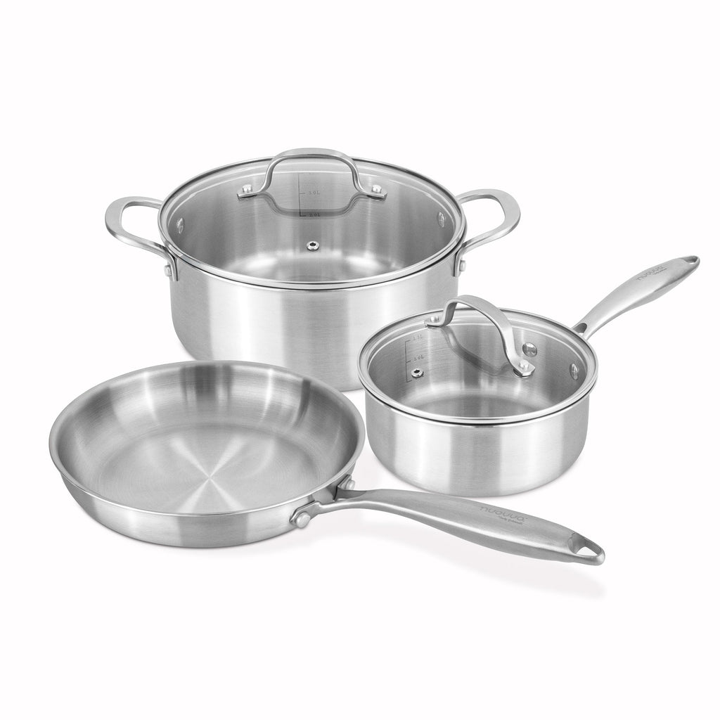 Stainless Steel Cookware Set of 17, 14, 8, 6, 5 with Lids – by Nuovva