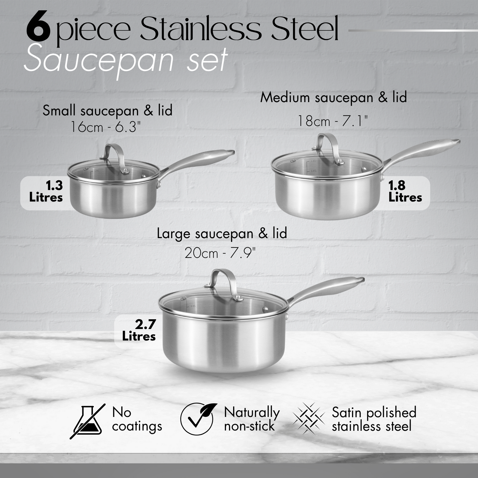 Stainless Steel Cookware Set of 17, 14, 8, 6, 5 with Lids – by Nuovva