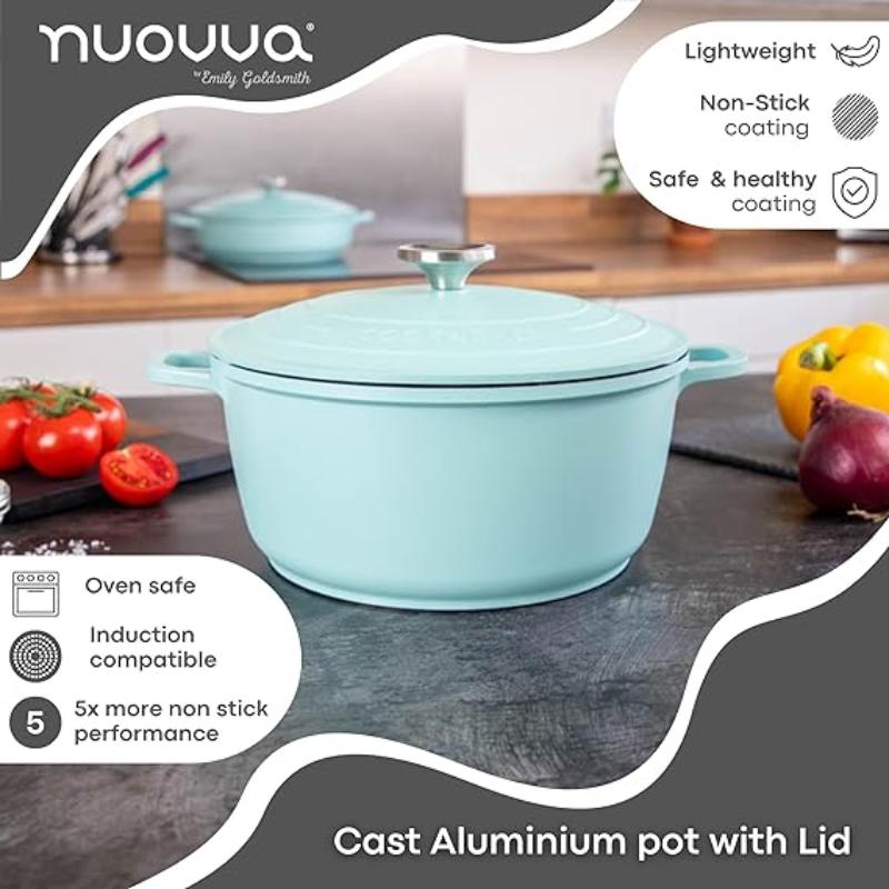 Aluminium Casserole Pot with Lid - 4L - 24cm, (Multiple Colours) by Nuovva
