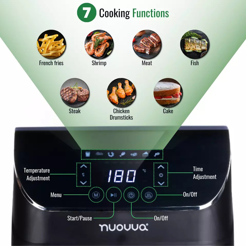 Air Fryer Oven With Preset Functions (Multiple Sizes) 4L 1200W, 6L 1500W, by Nuovva