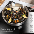 28cm Stainless Steel Sauté Pan with Glass Lid – Induction Safe – By Nuovva